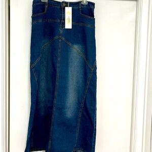 Maxi Denim Jean skirt 34 waist SZ 14 NWT